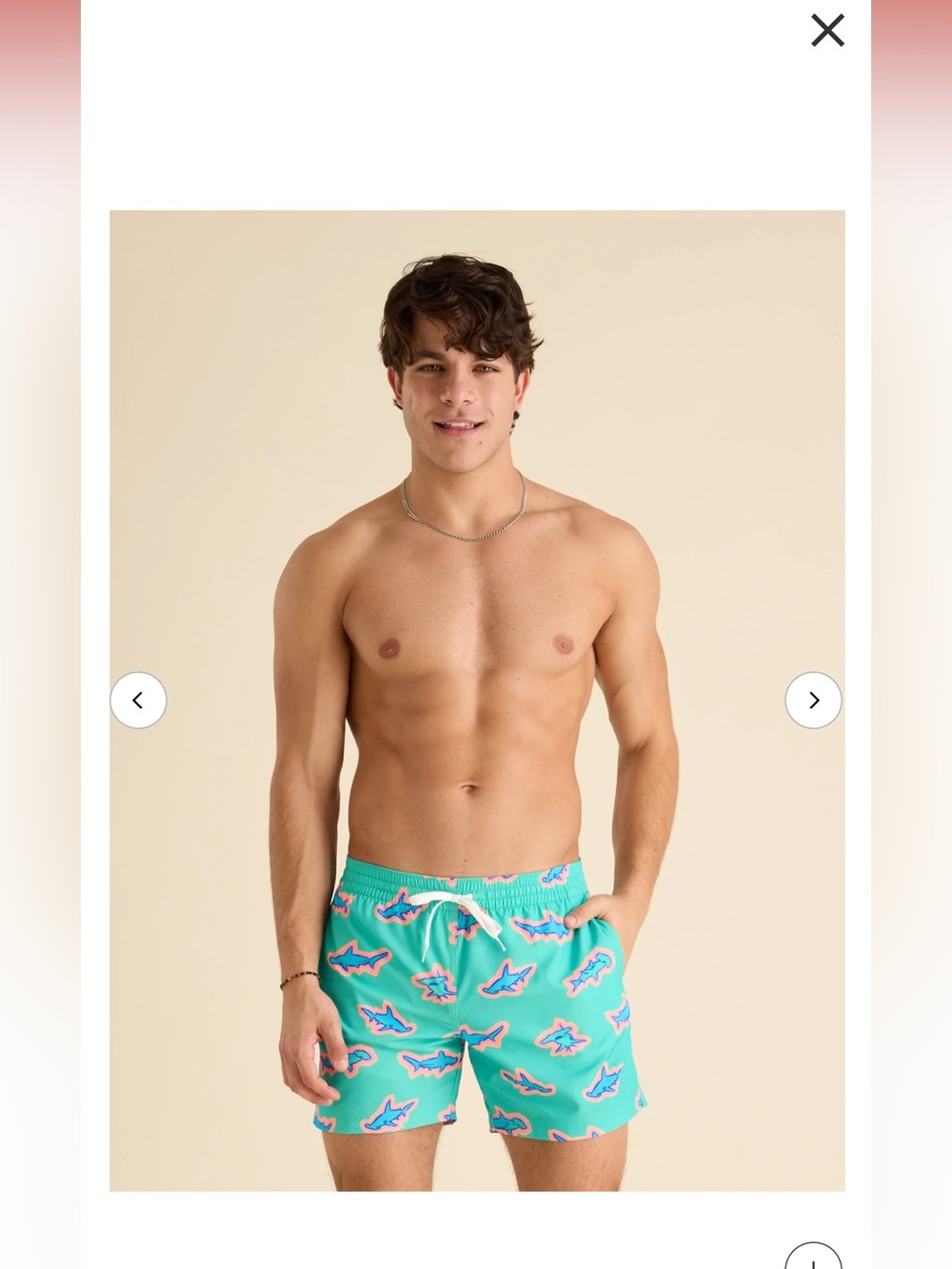 chubbies Teal Shark-Print Swim Trunks 5.5 inch inseam